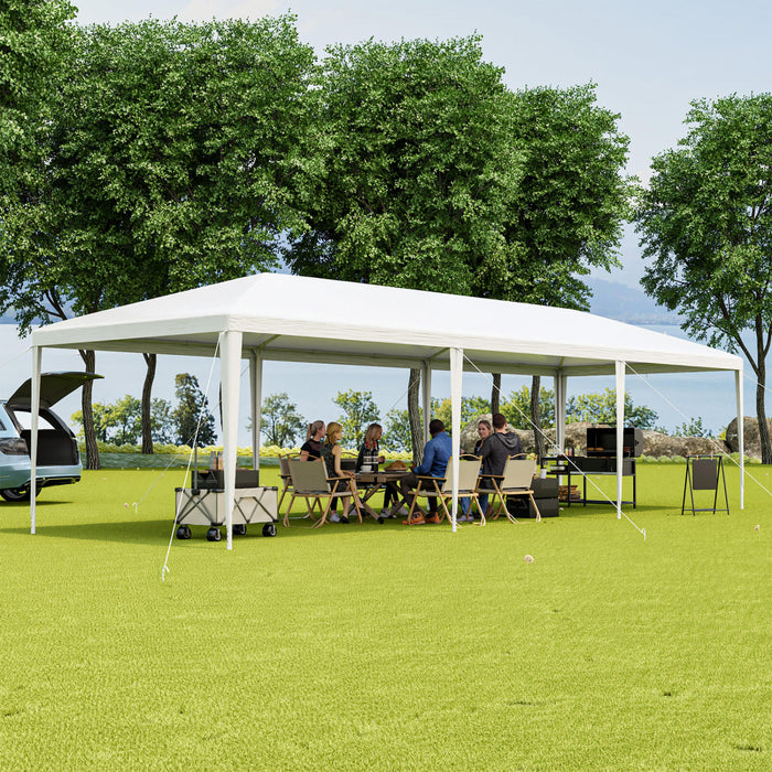 Tonnelle Exterieur 3 M X 9 M, Belvedere Impermeable A L’eau, Pavillon Robuste Grande Tente Avec Forte Connexion, Piquets Cordes, Pour Fetes, Evenements, Mariage, Plage Bbq , Facile A Assembler, Blanc