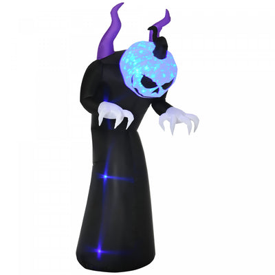 Outsunny 7ft Inflatable Halloween Round-headed Ghost W/ LEDs|Outsunny Fantome A Tete Ronde Halloween Gonflable De 7 Pieds Avec LED