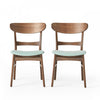 Katte Ensemble De 2 Chaises De Salle A Manger Avec Assise Rembourree Et Structure En Bois De Caoutchouc Massif, Menthe