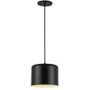 Luminaire suspendu Emilia de Dainolite avec abat-jour noir mat et blanc, fini noir mat et 1 ampoule