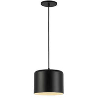 Luminaire suspendu Emilia de Dainolite avec abat-jour noir mat et blanc, fini noir mat et 1 ampoule