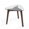 Table D’appoint Nick Avec Plateau En Verre Et Base En Bois Massif - Noyer