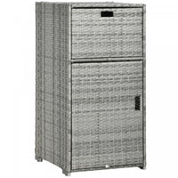 Outsunny Meuble De Rangement Resine Tressee Pour Patio Gris Mixte