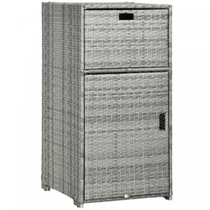 Outsunny Meuble De Rangement Resine Tressee Pour Patio Gris Mixte