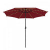 Costway Parasol de table de patio 10 FT avec 112 LED solaire, inclinaison avec manivelle, exterieur couleur vin