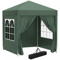 Outsunny 6.6' X 6.6' Tente De Fete Tente D'exterieur Pliante Gazebo Avec Parois Laterales Vert
