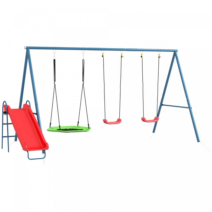 Outsunny Ensemble de Balancoire Metallique pour Jardin, Design 4 en 1, Supporte Jusqu'a 160 kg