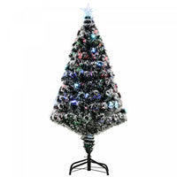 Homcom Arbre De Noel Artificiel En Fibre Optique Pre-illumine De 4 Pieds Avec 16 Lumieres Led Et 130 Branches