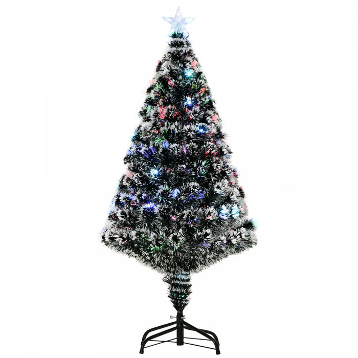 Homcom Arbre De Noel Artificiel En Fibre Optique Pre-illumine De 4 Pieds Avec 16 Lumieres Led Et 130 Branches