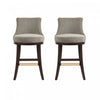 Tabouret de bar moderne Lucia en bois et tissu chenille taupe - Lot de 2