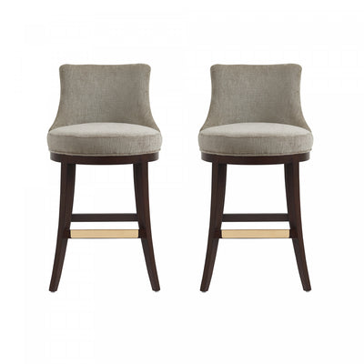 Lucia Modern Chenille Wood Upholstered Barstool in Taupe - Set of 2 | Tabouret de bar moderne Lucia en bois et tissu chenille taupe - Lot de 2