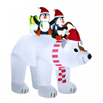 Homcom 7ft Polar Bear Inflatable Christmas Decoration|Homcom Decoration Gonflable De Noel