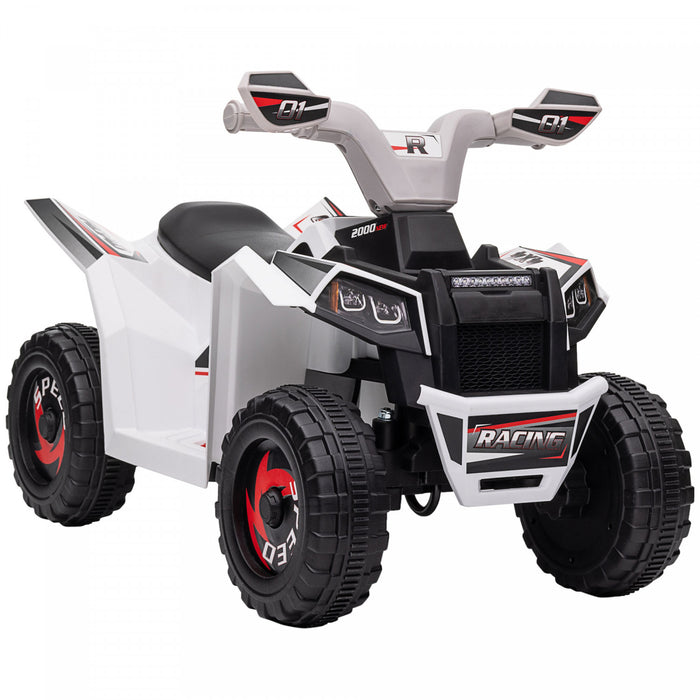 Aosom Quad 6 V Pour Enfants, Vehicule Electrique Alimente Par Batterie Pour Enfants Avec Roues Resistantes A L'usure, Pour Garcons Et Filles Ages De 18 A 36 Mois, Blanc
