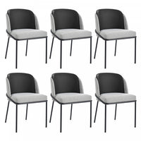 Olivia Ensemble de 6 chaises de salle a manger modernes avec pieds inclines et pieds reglables, noir et gris