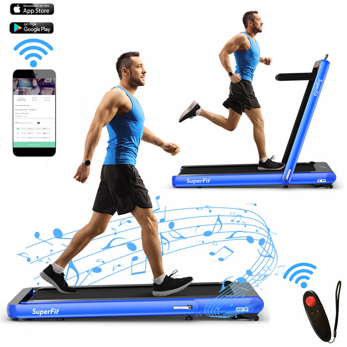 Tapis De Course Pliant 2 En 1 16km/h Superfit – Avec Bluetooth Et Controle Via App