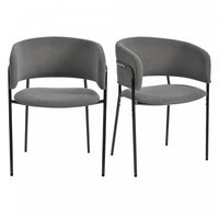  Ethan Ensemble de 2 chaises d’appoint modernes avec assise en velours cotele, pieds inclines et pieds reglables, gris