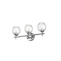 Lumière de coiffeuse Abii de Dainolite en verre transparent, avec fini chromé poli et 3 ampoules
