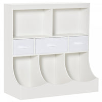 Homcom Meuble Rangement Jouet Etagere Pour Jouets Enfants Organisateur Jouet 5 Compartiments 3 Tiroi