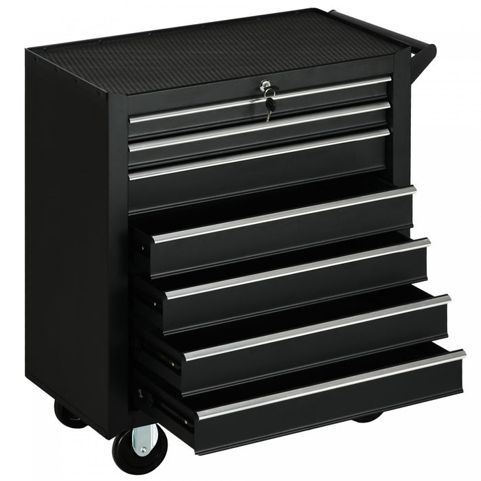 Homcom Coffre A Outils 7 Tiroirs Boite A Outils Mobile Et Verrouillable Avec Poignee Et Roues