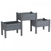 Outsunny Lit De Jardin Sureleve Avec 3 Jardinieres, Support Pour Plantes En Bois Autoportant Avec Tr