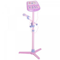 Qaba Enfants Karaoke Disco Machine Jouet Microphone Reglable Haut-parleur Stand Connecte Aux Lecteur