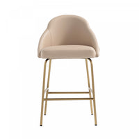 Tabouret de comptoir moderne Gracie en metal, rembourre, coloris beige et dore