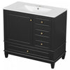 Fanny Meuble-lavabo de 36\" avec vasque en ceramique et charnieres a fermeture douce, Noir