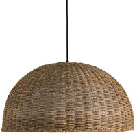 Grand luminaire suspendu Pourel  de Dainolite avec abat-jour naturel, fini noir mat et 3 ampoules