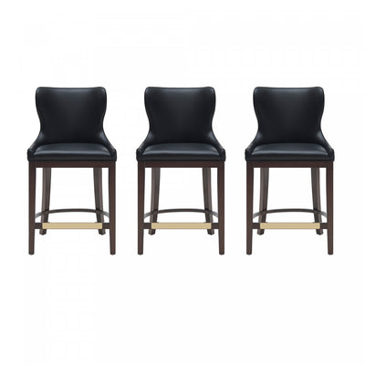 Blair Modern Wood Upholstered Counter Stool in Black - Set of 3 Bar Stool | Tabouret de comptoir Blair moderne en bois et tissu, noir - Lot de 3