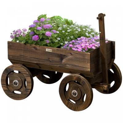 Outsunny Wood Flower Cart, Raised Garden Bed W/ Wheels, Planters For Outdoor Plants, Backyard, Patio|Outsunny Chariot A Fleurs En Bois, Lit De Jardin Sureleve Avec Roues, Jardinieres Pour Plantes D'ext