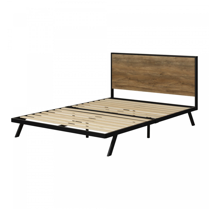 Barcelo Lit complet avec structure en métal Manguier naturel et noir mat, de Meubles South Shore