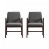 Fauteuil moderne Stella en velours avec accoudoirs en bois, graphite - Lot de 2