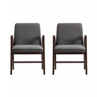 Fauteuil moderne Stella en velours avec accoudoirs en bois, graphite - Lot de 2
