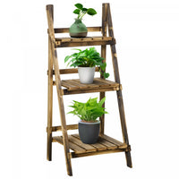 Outsunny - Support De Plantes Sureleve En Bois Rustique A 3 Niveaux, Avec Un Fond A Lattes Et Un Des