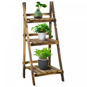 Outsunny - Support De Plantes Sureleve En Bois Rustique A 3 Niveaux, Avec Un Fond A Lattes Et Un Design Naturel Et Elegant, 16