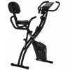 Soozier Velo D'exercice Droit 2 En 1 Stationnaire Pliable Magnetique Velo Couche Avec Bandes De Resistance Aux Bras Noir