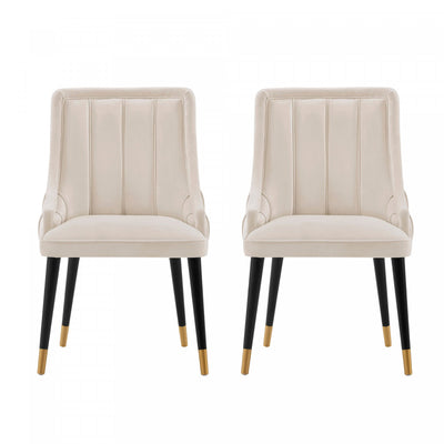 Eda Modern Wood Upholstered Dining Chair in Cream - Set of 2 | Chaise de salle a manger moderne en bois Eda avec revetement creme - Lot de 2