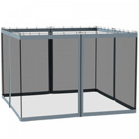 Outsunny Moustiquaire De Rechange Pour Gazebo 10' X 10' Murs D'ecran Pour Auvent Avec Fermetures Ecl
