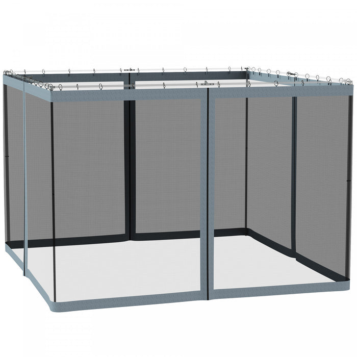 Outsunny Moustiquaire De Rechange Pour Gazebo 10' X 10' Murs D'ecran Pour Auvent Avec Fermetures Eclair Pour Les Fetes Et Activites De Plein Air, Noir