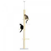 Pawhut Arbre A Chat Du Sol Au Plafond, Tour A Chat A 4 Niveaux Pour Grands Chats Avec Hauteur Ajusta