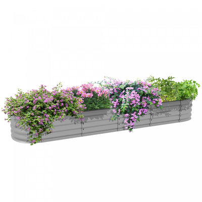 Outsunny 7.9' X 2' X 1' Galvanized Raised Garden Bed Kit, Metal Elevated Planter Box With Safety Edg|Outsunny Kit De Jardiniere Surelevee Galvanisee De 7.9' X 2' X 1'', Jardiniere Surelevee En Metal Av