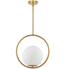 Luminaire suspendu Adrienna de Dainolite en verre blanc opale, avec fini laiton vieilli et 1 ampoule 15.75 po