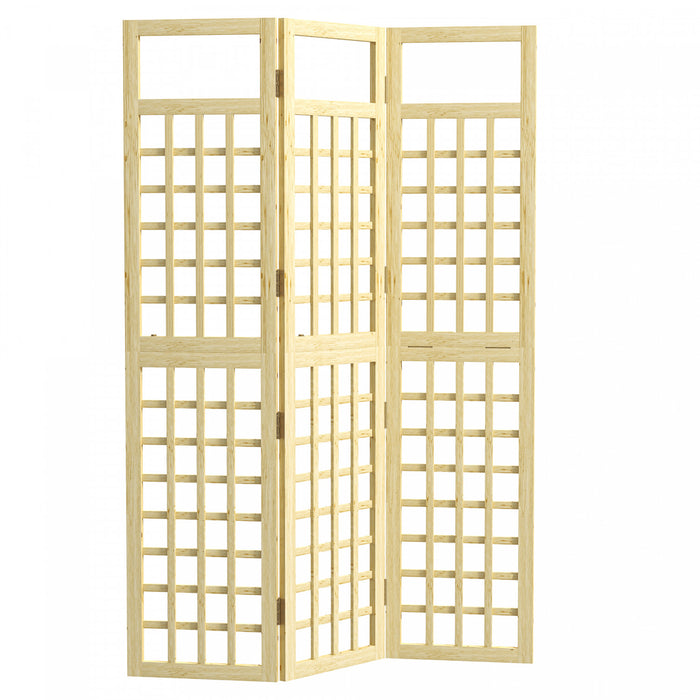 Outsunny Ecran De Confidentialite Exterieur En Bois 3 Panneaux Bois Naturel