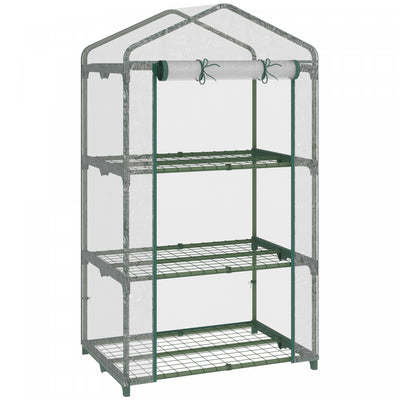 Outsunny 3 Tier Mini Greenhouse Portable Plant Greenhouse With Roll Up Door And Wire Shelves, 27" X |Outsunny Mini Serre De Jardin Serre Portable Pour Plantes Avec Porte Enroulable Et Etageres En Fil M