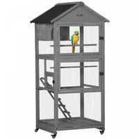 Pawhut 180,9 Cm Cage A Oiseaux Grande Voliere Mobile En Bois Pour Perruche Calopsitte Canari Avec Pe