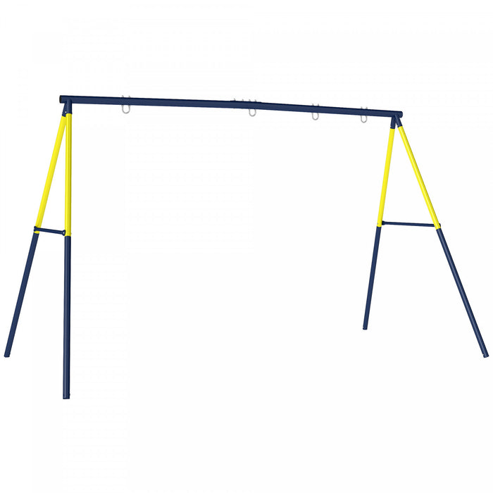 Qaba Cadre metallique pour deux Balancoire Pour Enfants jusqu'a 150 kg Bleu