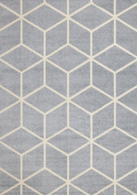Carpette Ellis bleue et crème à motif géométrique moderne - 7 pi 10 po x 10 pi 6 po