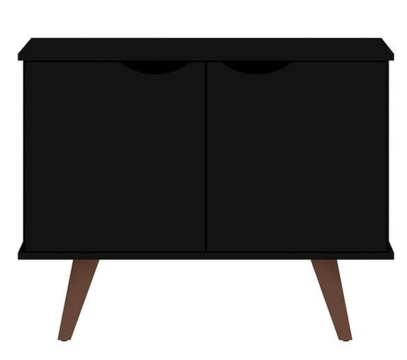 Armoire décorative Hampton de Manhattan Comfort avec 2 tablettes et pattes en bois massif - noire