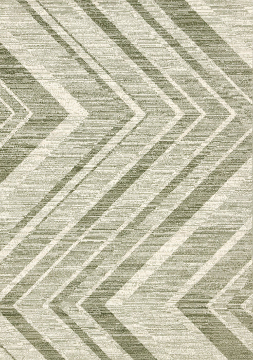 Tapis Florence vert et blanc a motif chevron vieilli, 5'3\" x 7'4\"