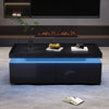 Aiden table basse LED – table basse avec tiroirs de rangement et eclairage controle par application, noir